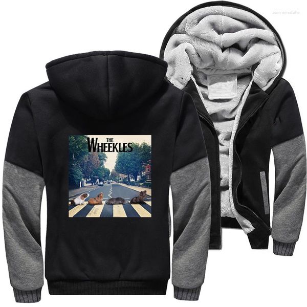 Jaquetas masculinas The Wheekles Dogs Funny Dog For Men Warm Thicken Bomber Jacket Zip Up Hoodie Winter Fleece Sweatshirts Hooded Clothing