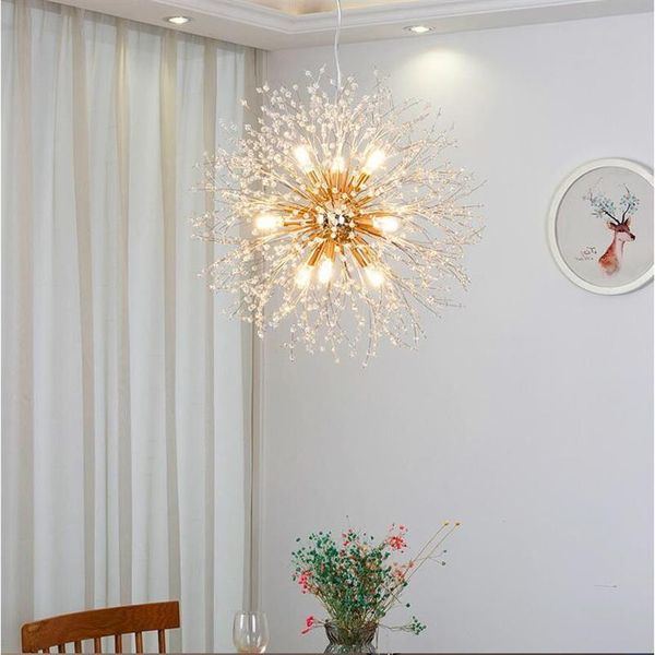 Nordic G9 Cristallo Led Lampadari Loft Argento Oro Fuochi D'artificio Ciondolo Soffitto Lampada A Sospensione Lampade per Soggiorno Shop2686