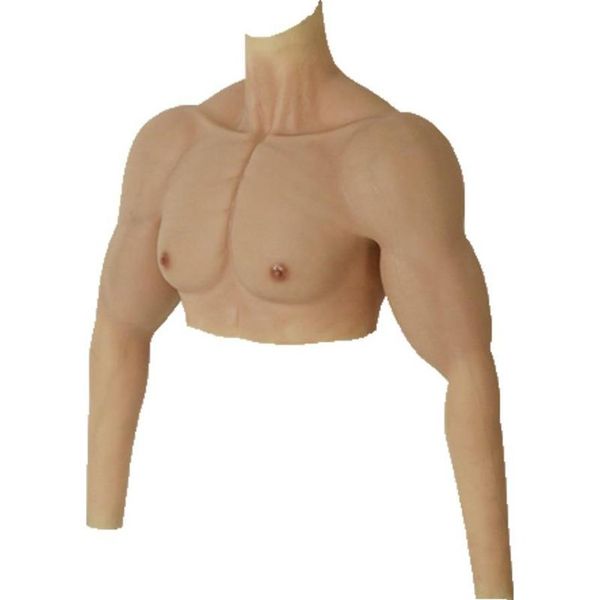 Modeladores corporais masculinos, trajes de cosplay realistas, ternos musculares falsos, com braços, músculos do peito, tops de silicone Peitoral maior2869