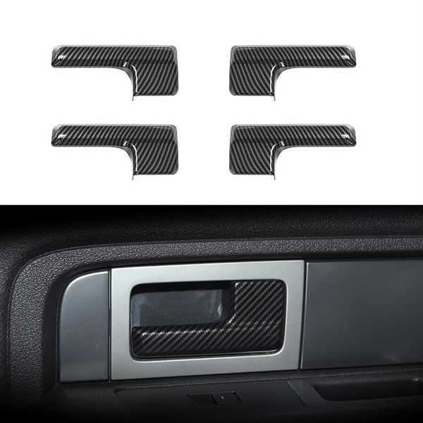 Acabamento interno da maçaneta da porta para Ford F150 Raptor 2009-2014 Fibra de carbono 4PCS3095