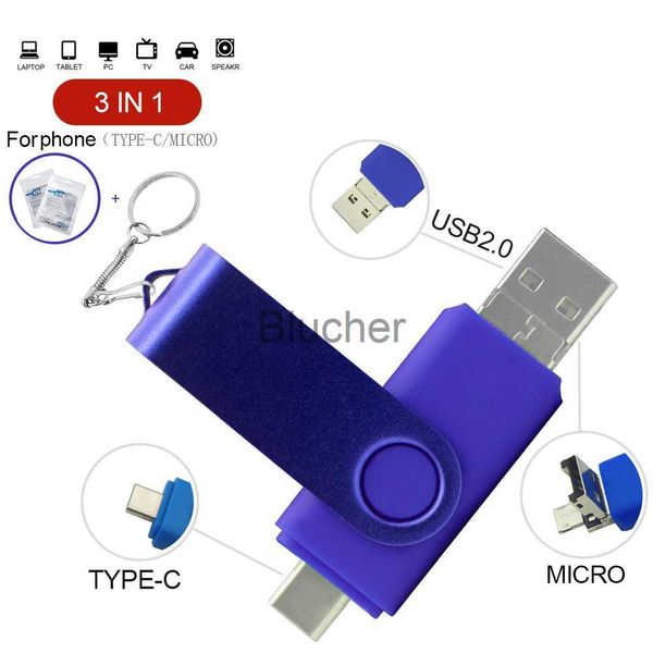 Hafıza Kartları USB Stick Bellek Kartları USB Stick Type C OTG USB Flash Drive 3 İçinde 1 Kalem Sürücü 32GB 64GB 128GB 256GB Pendrive Yüksek Hızlı Anı USB Stick 20 Flash Disk X0