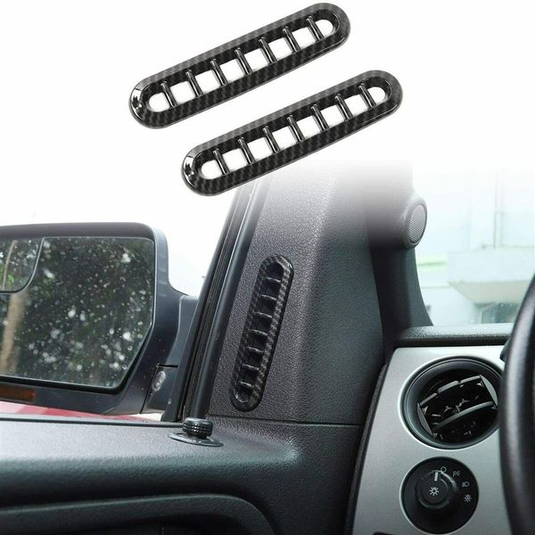 2 unidades de anel de saída de ar da porta decoração capa para Ford F150 Raptor 2009-2014 fibra de carbono264Q