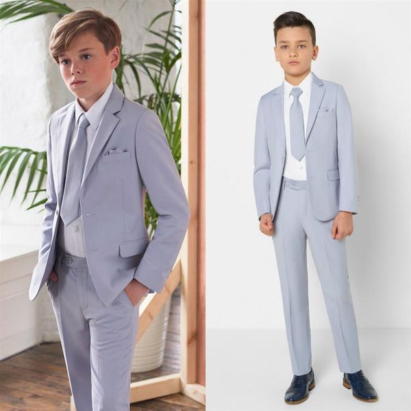 Ternos formais de menino azul claro jantar smoking para festa de casamento menino padrinhos crianças terno de baile de formatura jaqueta calça 325g