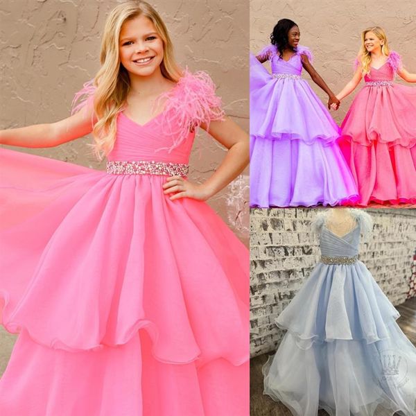 Eisblaues Mädchen-Festzug-Kleid 2023, Kristalle, Schärpe, Organza, kleines Kind, Geburtstag, formelles Partykleid, Kleinkind, Teenager, Preteen Tiny You230K