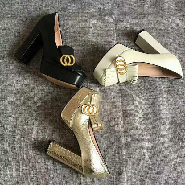 Scarpette Scarpe classiche con scarpa da scarpa con barca con tacco alto tacco stampato con tacchi alti con tacchi alti 10 cm al 100% bottoni di metallo in metallo da donna scarpe vestite quadrate grandi s