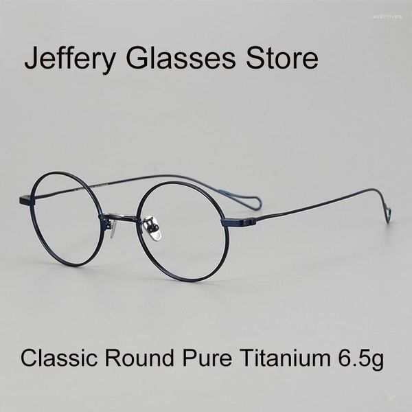 Montature per occhiali da sole Designer Occhiali da vista rotondi in titanio retrò Montatura da uomo Occhiali da vista ultraleggeri Occhiali da vista da vista ottici