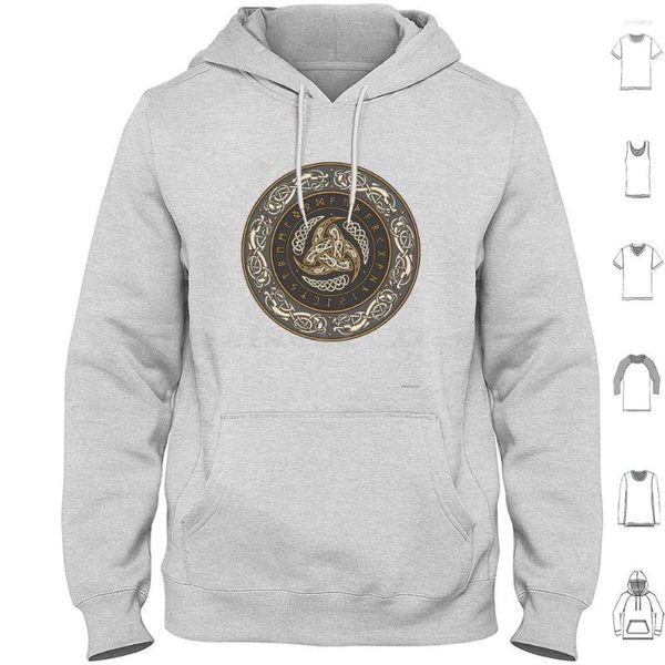 Herren Hoodies Hörner von Odin Nordisches Triskel mit Runen Langarm Heidentum Götter Fenrir