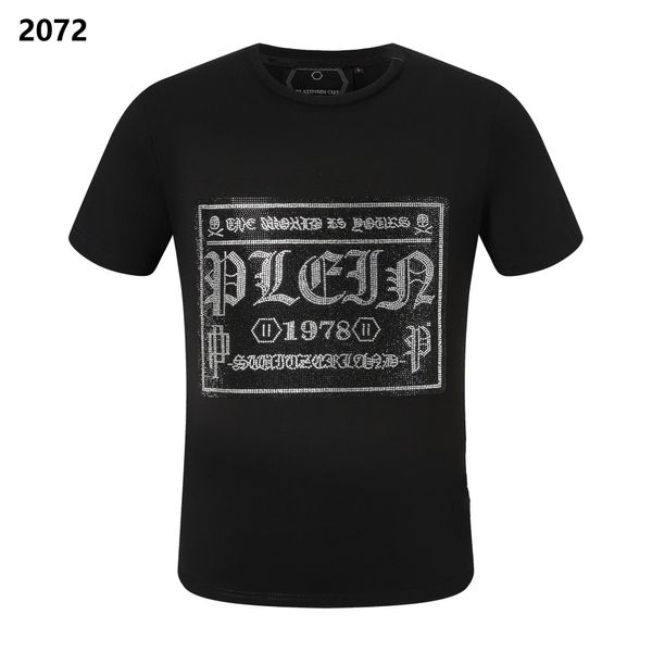 PP Moda Erkekler Tasarımcısı İnce Fit T-Shirt Yaz Rhinestone Kısa Kollu Yuvarlak Boyun Gömlek Tee Kafatasları Baskı Üstleri Sokak Giyim Yaka Polos M-XXXL SP8868