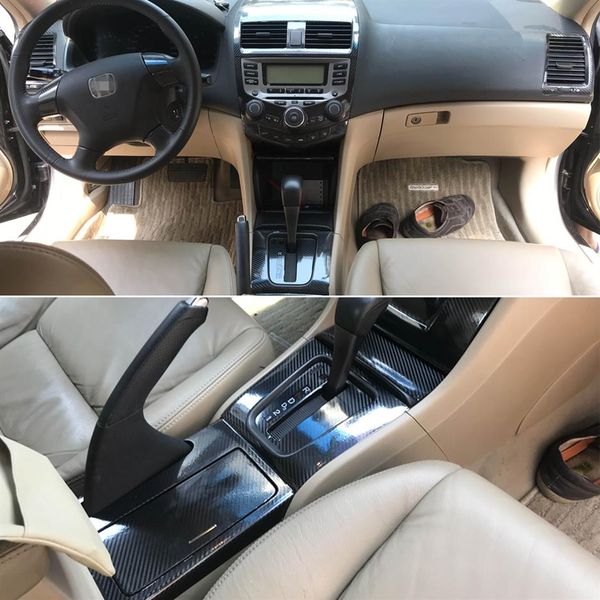 Honda Accord için 2002-2007 İç Merkez Kontrol Paneli Kapı Tutucu 3D 5D Karbon Fiber Çıkartmalar Çıkartmalar Araba Stil Accessorie265Q