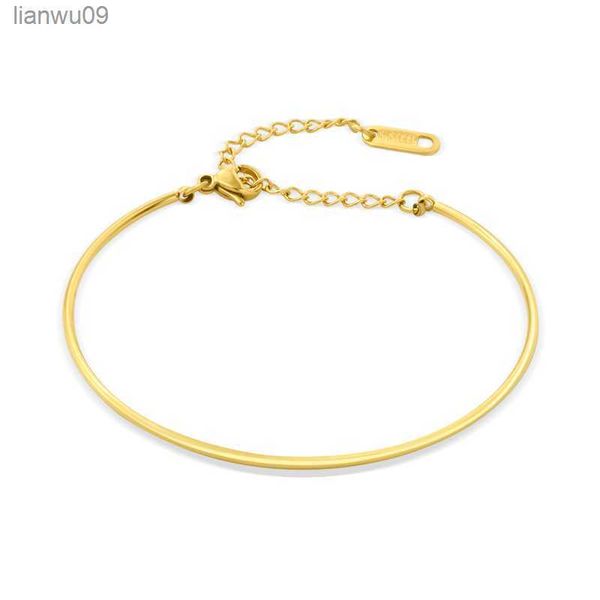 ANEH Bracciale rigido minimalista in acciaio inossidabile con catena a cerchio per donna placcato in oro 14 carati Squisiti gioielli alla moda 2023 Nuovo L230704