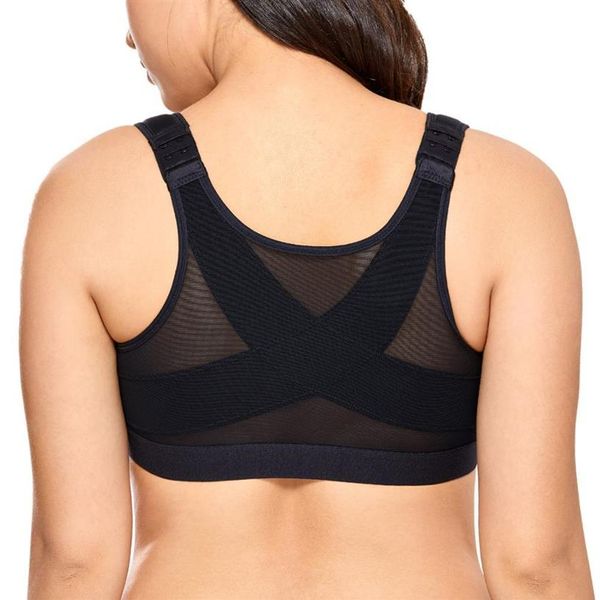 Novo sutiã com fechamento frontal para costas e suporte para postura para mulheres Roupa íntima tamanho grande preto branco bege 34-40 B C D DD Y200415260Q