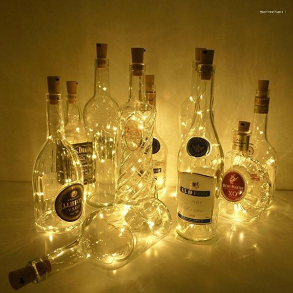 Guirlanda de cordas LED fio de cobre luz garrafa de vinho com bateria de cortiça para festa de Natal 10 peças lâmpada de fada decoração de casamento