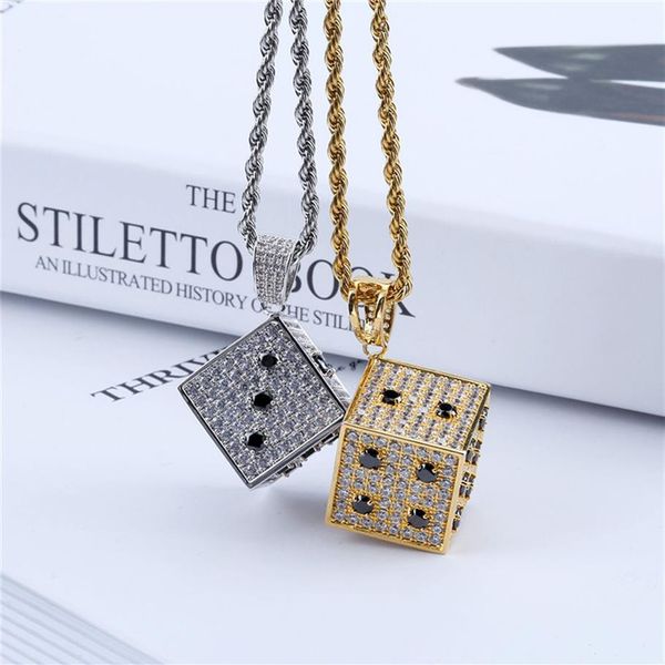 Mes Hip Hop Halsketten Jewlery Hohe Qualität Gold CZ Würfel Anhänger Halskette für Männer Frauen Hip Hop Schmuck Schönes Geschenk2646