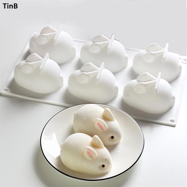 3D-Kaninchen-Osterhase-Silikonform für Mousse, Dessert, Kuchen, Dekorationswerkzeuge, Gelee, Backen, Süßigkeiten, Schokolade, Eis, Form 210225265O