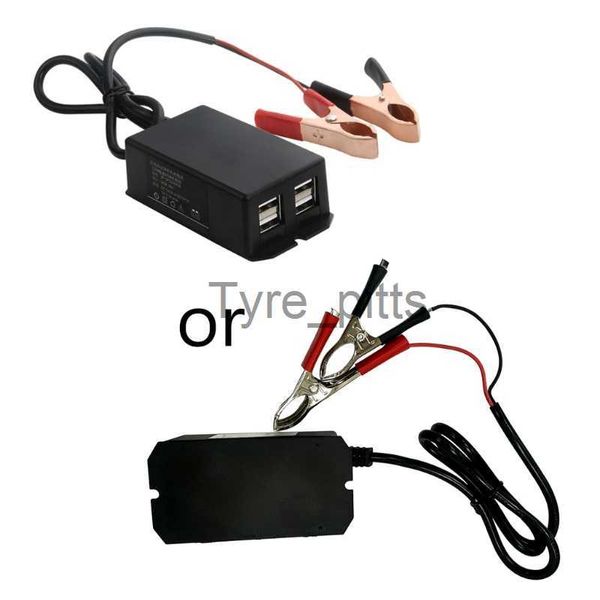 Andere Batterien Ladegeräte 12-V-Fahrzeug-USB-Ladegerät Netzteil mit Batterieclip 4-Port-USB-Ladestation für Auto-Motorrad-Mobiltelefon-Ladegerät x0720