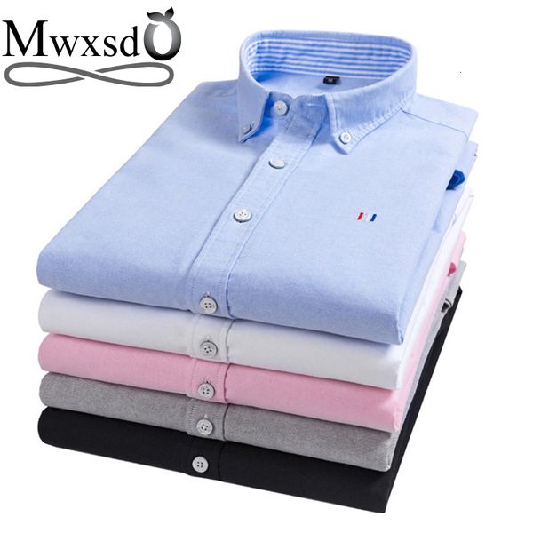 Camisas casuais masculinas Mwxsd alta qualidade casual masculina Oxford 100 camisas de algodão masculina manga longa bordado camisa social masculina de negócios têxteis 230719