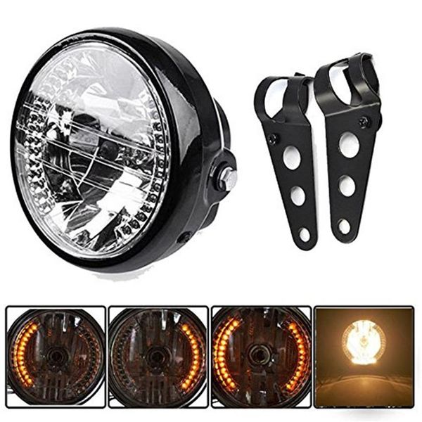 Suporte de montagem preto universal universal 7 para motocicleta farol de LED indicador de direção 250A