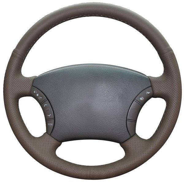 Capa de volante de carro de couro natural marrom escuro para Toyota Land Cruiser Prado 120 Land Cruiser 2003-2007 Tacoma 2005-2011263U