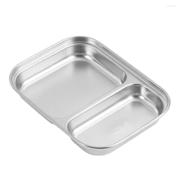 Conjuntos de Louça Lancheira Bandeja para Crianças Prato de Aço Inoxidável Utensílios de Mesa Compartimento de Metal 304 Cozinha para Estudantes Servindo Dividido