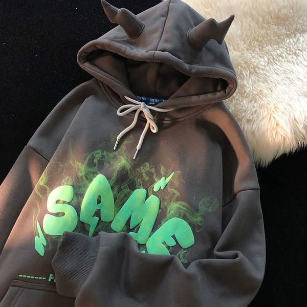 Kadın Hoodies Sweatshirts Kadın Sweatshirts Y2K Melek Kulakları Mektup Köpük Grunge Hoodies Goth Giyim Büyük Boy Hoodie Harajuku Kazak Vintage Estetik 230720