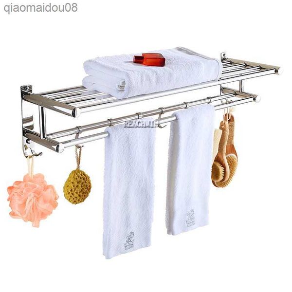 Mensola per doccia a parete in alluminio a 2 strati in metallo 40 cm Porta asciugamani da bagno Appendiabiti Piatto doccia Staffa per asciugamani da bagno L230704