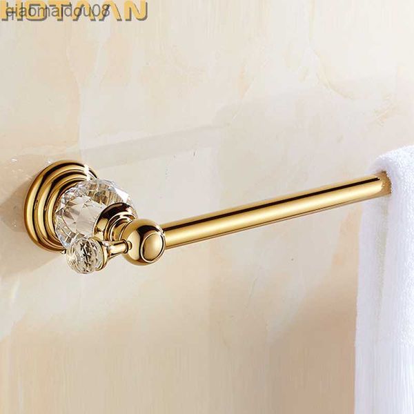 Toalheiro simples para banheiro de 60 cm Suporte para toalha em aço inoxidável sólido Decoração de cristal dourado Acessórios para banheiro L230704