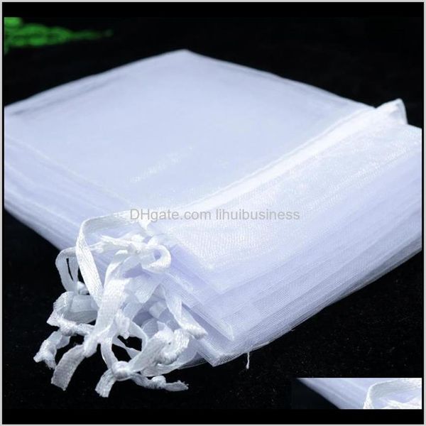 Sacchetti di imballaggio Display 15x20 cm 100 Pz Pacchetto di colore bianco Gioielli Grandi sacchetti di Dstring Sacchetti regalo in organza per Weddin2105