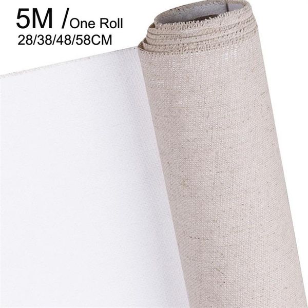 Tela em branco profissional para pintura Camada Acrílico pintura a óleo lona Mistura de Linho Material de arte preparado para artista 5M One Roll2808