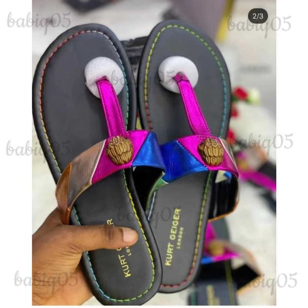 Terlik Moda Kartal Kafa Elmas Toka Flip-Tw-Flops Bayanlar için Düz Sandalet Flip-Flops Babiq05