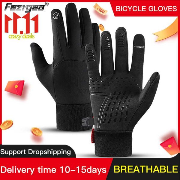 Guantes de ciclismo Deportes al aire libre Otoño e invierno Hombres Anti-salpicaduras Cálido y resistente al viento Pantalla táctil para mujeres Bicyc Riding Guantes a prueba de frío HKD230720