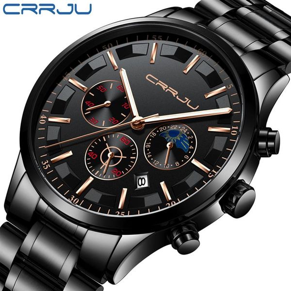 Crrju Mens Watches Top Brand Luxury Sport Quartz All Steel мужские часы военные кемпинги Водонепроницаемый хронограф Relogio masculino241n