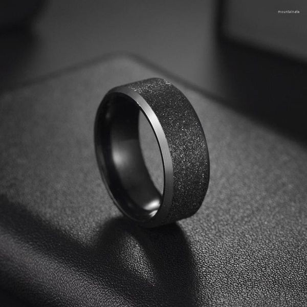 Cluster Rings Simples 8mm Stainles Steel Frosted Finger For Men Woman High Quality Black Polished Wedding Engagement Ring Jewelry Gifts