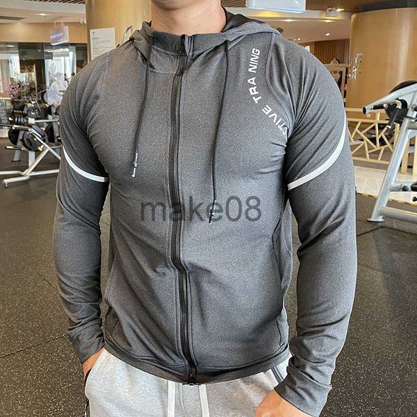 Tute da uomo Inverno Autunno Felpe con cappuccio Camicia sportiva Uomo Cerniera Giacche da corsa Fitness Palestra Allenamento Abbigliamento sportivo all'aperto Sport Abbigliamento sportivo da uomo J230720