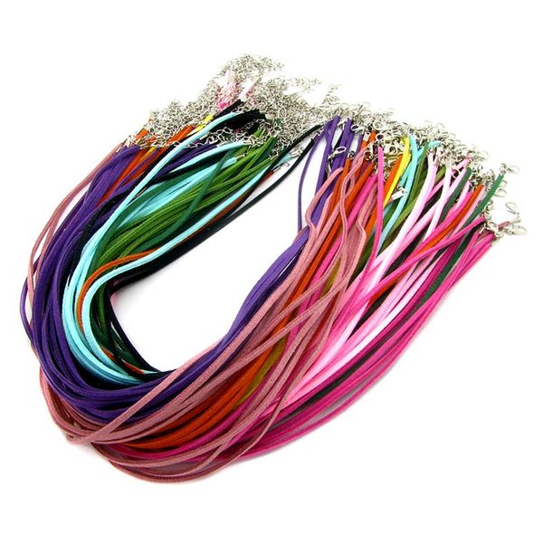 100 шт. Лоты 3 мм замшевые шнурные смеси цветовой корейский бархатный шнур ожерелье веревочной цепи лобстер застежка Diy Jewelry Making263o