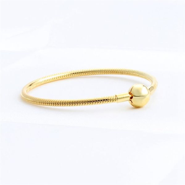 Corrente inteira de osso de cobra para Pandora 925 prata esterlina banhada a ouro 18K pulseira feminina de alta qualidade com caixa original ho268B