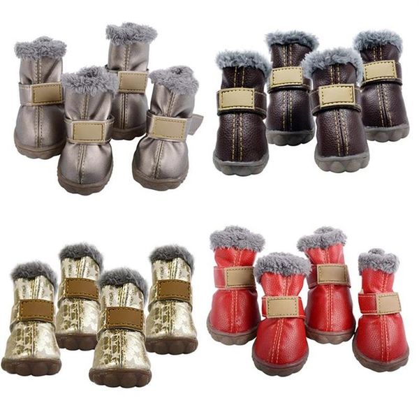 Abbigliamento per cani 4 pezzi Impermeabile Pet Scarpe calde Inverno Super Cani Stivali Cotone Antiscivolo Per piccolo prodotto Chihuahua XS-XXL244D