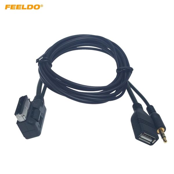 FEELDO Car Audio Music 3 5mm AUX Cable AMI MDI MMI Interface USB Charger For Audi Volkswagen Wire Adapter #6209245T