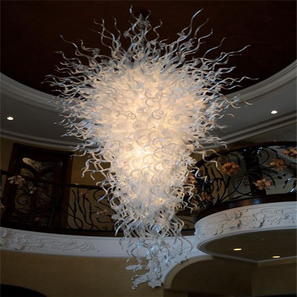 Candeeiros Top Moderno Pingente Luz Transparente Grande Branco Vidro Soprado Lustre Lustre Iluminação para el Decoration3330