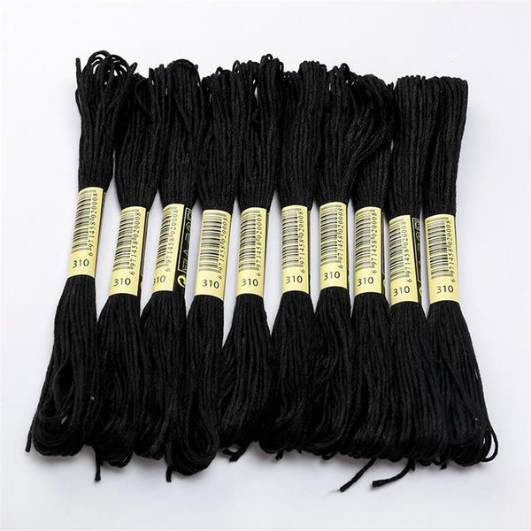 Bekleidungsgarn Zweigfaden Farbe Nr. 310 Schwarz Floss Kreuzstich Stickerei DIY Polyester Baumwolle Nähstrang Kit Tools273v