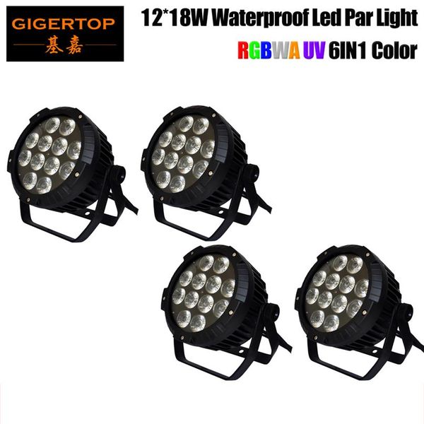 4er Pack 12x18W RGBWA UV LED DJ PAR Licht IP65 DMX Wasserdicht PAR 64 Bühnenbeleuchtung LCD Display Gussaluminium252B