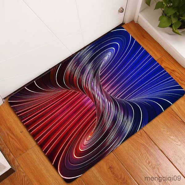 Tappeti 3D Vortex Illusion Tappeto d'ingresso Zerbino Ottica geometrica astratta Zerbino antiscivolo Soggiorno Tappeto decorativo R230720