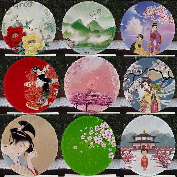 Guarda-chuva de seda com impressão ical chinesa Decoração de guarda-chuva de teto dançante L230626