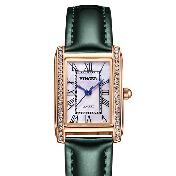 Relógios femininos Suíça BINGER Marca de luxo Japão MIYOTA Quartzo Relógios femininos Diamante 8 mm Ultrafino à prova d'água Retro Relógios femininos B528 230719