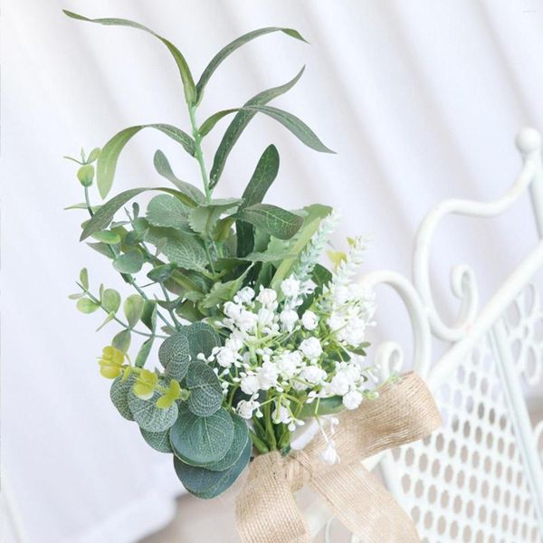 Dekorative Blumen-Stuhl-Rücken-Blumen-Hochzeitsdekorationen mit Blättern und Bändern für die Feiertagsdekoration