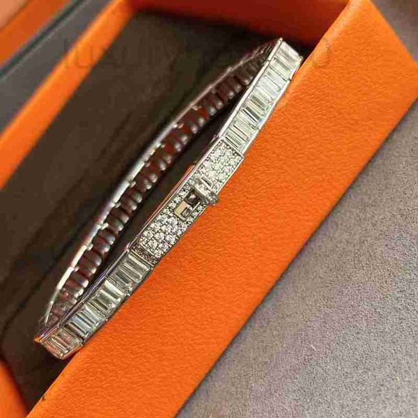 Bracciale da donna a catena in argento 925 di design a catena Braccialetti alla moda con diamanti quadrati classici Accessori per gioielli da banchetto con bracciale di lusso 6MUU