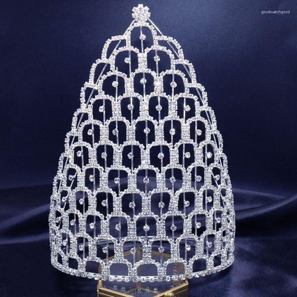 Grampos de cabelo de cristal de luxo rainha coroa nupcial tiara beleza desfile feminino strass