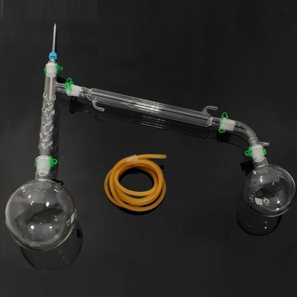 Conjunto de condensador de extrator Soxhlet de vidraria de laboratório com frasco de fundo plano de 24 29 1000 ml 40 38 tubos de destilação de laboratório material escolar 198I