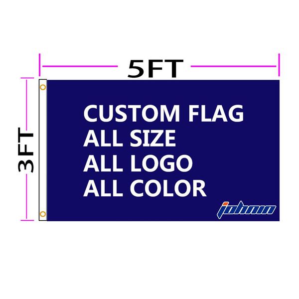 JOHNIN 3x5 Fts Bandiera con logo personalizzato Personalizza Stampa Banner Qualsiasi colore con occhielli Stampa digitale fai-da-te OEM secondo la tua idea261g