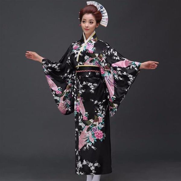 Fashion National Trends Damen Sexy Kimono Yukata mit Obi Neuheit Abendkleid Japanisches Cosplay Kostüm Blumen One Size2445