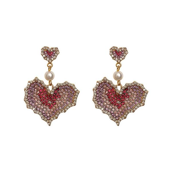 S925 Persönlichkeit Bunte Strass Ohrringe Nette Mode Liebe Mädchen Eardrop Übertrieben Nachtclub Damen Stud für Party277n